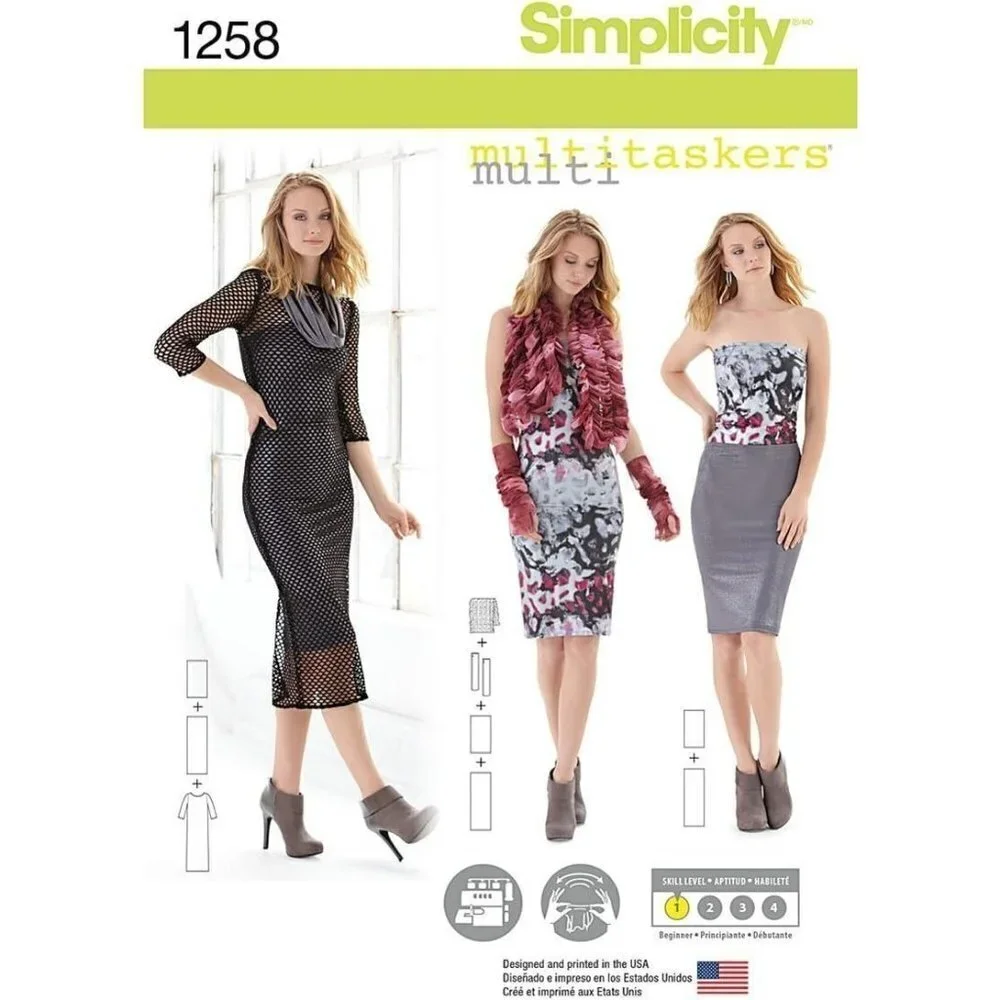 Simplicity Sewing Pattern 1258 Dress Guantlets Wrap Misses Size XXS-XXL